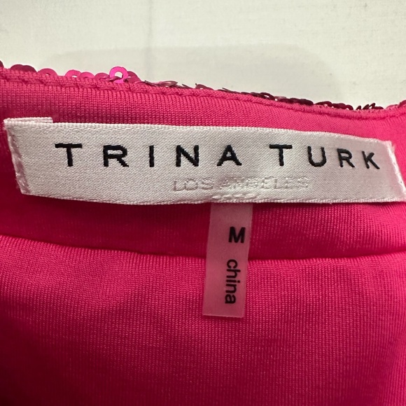 Trina Turk Sprite 2 Top Size Medium Pink Sequin Party Glam Colorful Boatneck - Picture 4 of 5